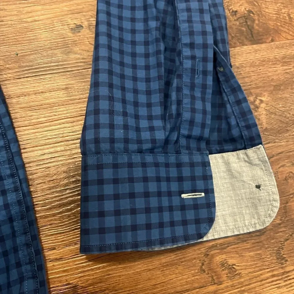 Michael Kors men’s blue plaid button down shirt